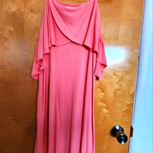 Coral cold shoulder dress